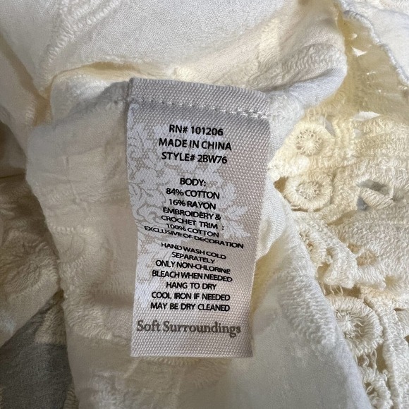 Soft Surroundings Romantique Tunic Crochet Bell Sleeve Aged Yellow Lace Top M - Picture 7 of 8